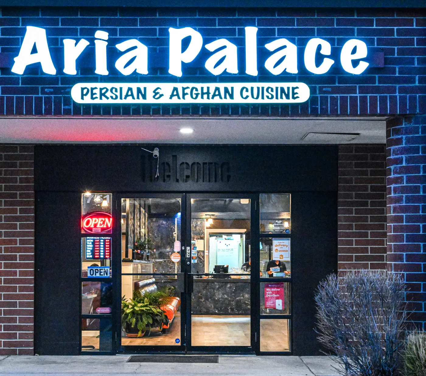 Aria Palace restaurant entrance in Midvale, Utah